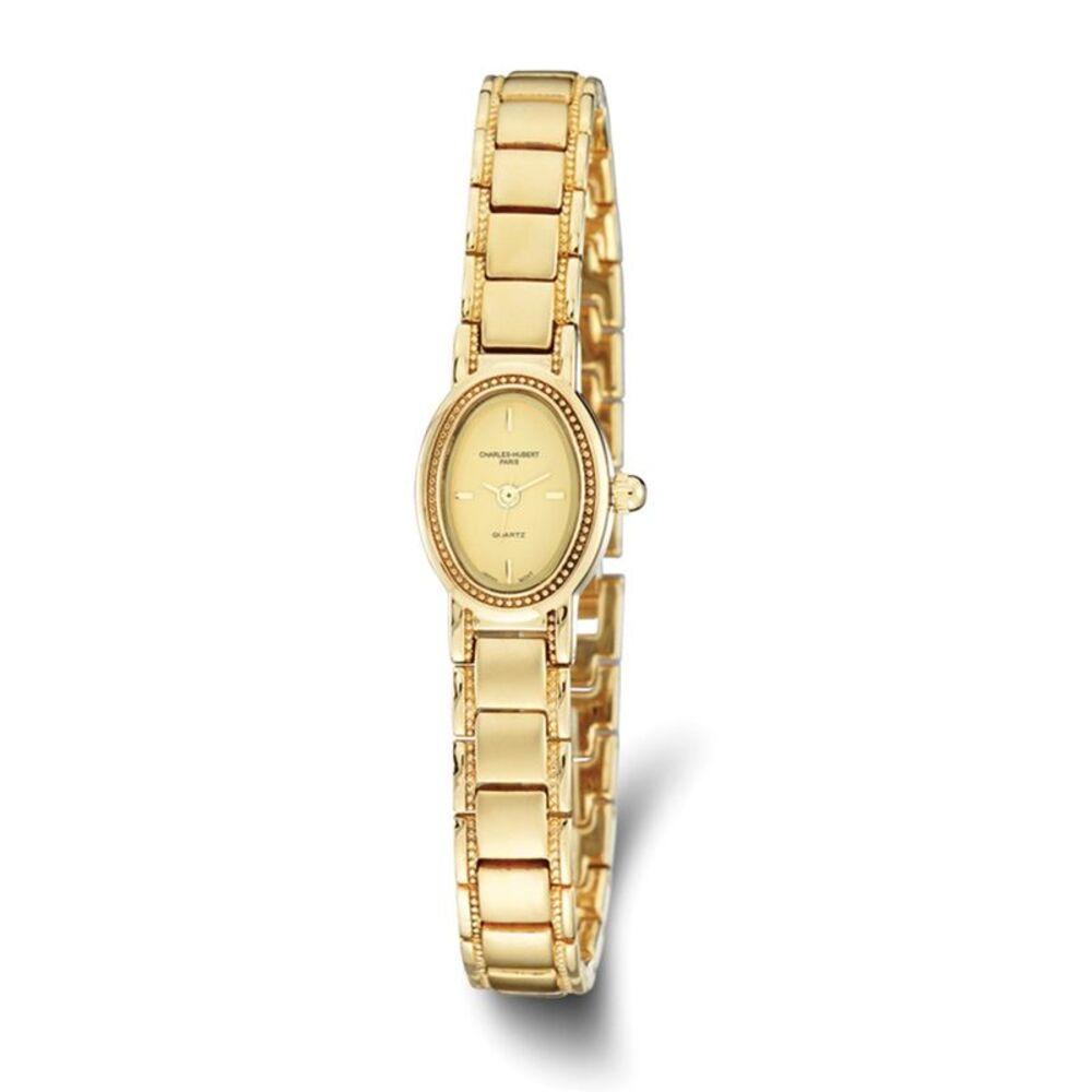 Charles Hubert Ladies Satin Gold-Plated Dress Watch